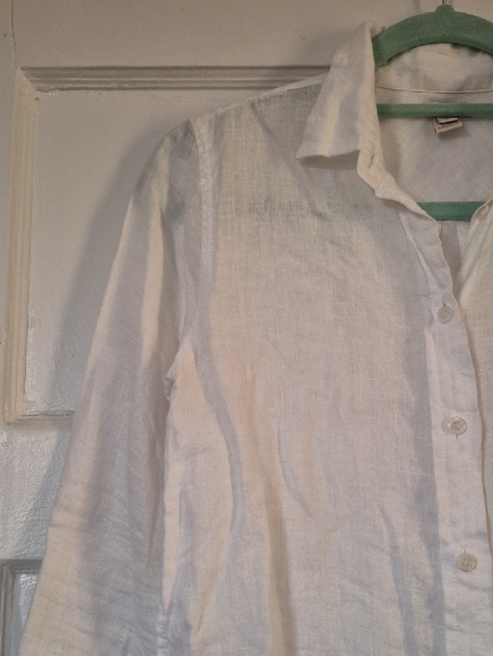 J.Crew 100% Linen White Button-Down Blouse Top Minimalist Quiet Luxury XS Petite - Picture 5 of 9